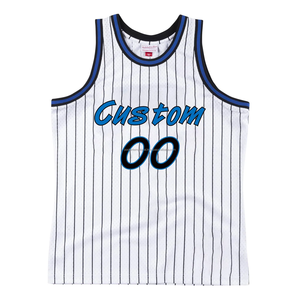 Camiseta de Baloncesto Personalizada Azul a Rayas sin Mangas Unisex para Adultos Transpirable con Logotipo Impreso en la Parte Delantera - Product Image 6