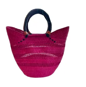 Bolso de paja tejido a mano en forma de U para mujer, cesta de verano, bolsa de ganchillo, macramé, bolsas de playa, directo del proveedor indio - Product Image 1