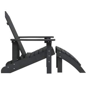 Anthracite Adirondack Patio <b>Chair</b> <b>with</b> <b>Footstool</b> HDPE Material Elegant Outdoor Furniture - Product Image 4