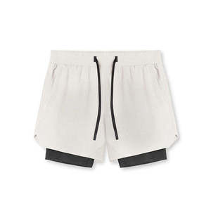 Wholesale Custom Logo Men's Fitness Running Jogger Shorts Polyester Two-in-One Double-<b>Layer</b> Elastic Waist Anti-Wrinkle - Product Image 2