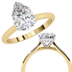 Bague de fiançailles classique en diamant poire, style cathédrale, élégante, solitaire, bijou de mariée pour des propositions romantiques - Product Image 3