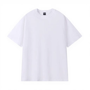 Camiseta de algodón blanca oversize de manga corta con cuello redondo para hombre, estilo casual, lisa, de punto jersey, 100% algodón. - Product Image 5