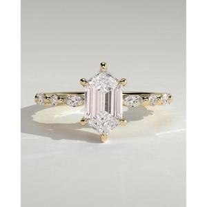 925 <b>Sterling</b> <b>Silver</b> Lab Grown Diamond Cut <b>Ring</b> With Side Stones Elegant Luxury <b>Engagement</b> Jewelry For Women - Product Image 1