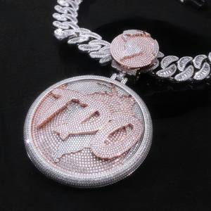 Custom 925 Silver Moissanite Pendant Round Iced Out <b>Name</b> Charm Round Brilliant Cut Unisex Jewelry - Product Image 3