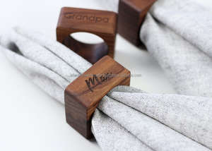 Servilleteros de boda de madera modernos, estilo clásico ecológico para decoraciones de mesa de comedor para fiestas y eventos - Product Image 2
