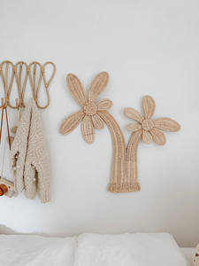 Décoration murale artisanale en rotin tressé en forme de palmier pour chambre d'enfant, décoration naturelle faite à la main - Product Image 4