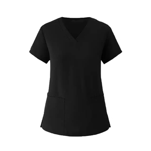 Blouses et chemises d'hôpital pour femmes, col en V, noir, coton et polyester, produit très demandé - Product Image 1