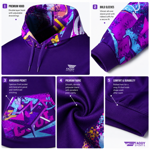 Custom Sublimation Graffiti <b>Men</b> Sports Hoodie Pullover Streetwear Gym Fitness Training Athletic Wear Wholesale <b>Sweatshirts</b> 2026 - Product Image 4