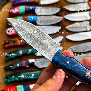 Cuchillo de caza popular de acero de Damasco con punta caída, OEM, hecho a mano, hoja fija, precio de fábrica, para exteriores - Product Image 2