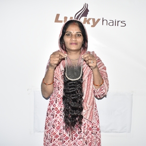 100% Mejor Proveedor al por Mayor de Cabello Humano Indio de Templo, Cierre de Cabello Virgen Remy sin Procesar, Ondulado Suelto, Textura Ondulada Profunda, Sin Enredos - Product Image 3