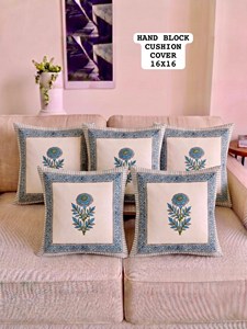 Funda de Cojín de Algodón con Estampado a Mano, Diseño Floral Bordado Cuadrado, Decoración Bohemia para el Hogar - Product Image 3