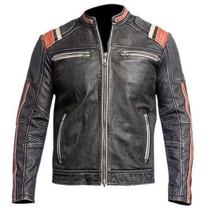 Chaqueta de Cuero Negra Retro para Hombre, Estilo Motero - Product Image 1