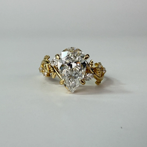 2 CT 14k Yellow <b>Gold</b> Rhodium Plated F VS1 Lab Pear Cut Diamond Engagement Anniversary Luxury <b>Cocktail</b> <b>Ring</b> - Product Image 2