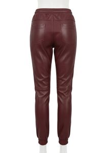 Ensemble de survêtement pour femme en cuir PU de qualité supérieure avec capuche – Veste à fermeture éclair asymétrique et pantalon slim – Tenue de luxe en deux pièces - Product Image 5