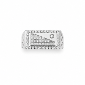 <b>925</b> Sterling <b>Silver</b> Square Micro Pave Cubic Zirconia Signet <b>Ring</b> for Men Wedding Party Gift High Polish Finish - Product Image 2