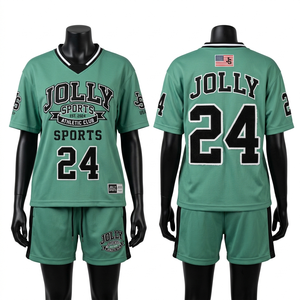 Women Football Jersey Short <b>Set</b> Breathable Polyester <b>Mesh</b> Striped Sleeves Tackle Twill Heat Press Custom Logo Women's <b>Sets</b> - Product Image 3