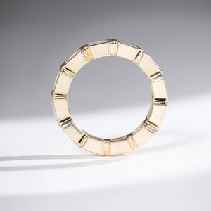 Anillo de Diamante Cultivado en Laboratorio con Certificado IGI, Corte Esmeralda, Engaste de Bisel, Banda Completa de Eternidad, Plata 925, Anillo de Aniversario de Bodas - Product Image 2