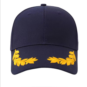 Casquette Trucker en Mousse Noire à 5 Panneaux avec Logo Personnalisé, Broderie 3D Feuilles de Chêne et Corde Dorée, Style Capitaine, pour la Pêche - Product Image 2