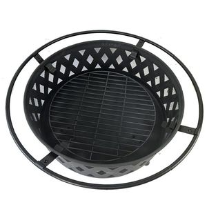 Braciere Rotondo da Esterno in Metallo a Legna con Rete di Protezione e Pala per il Fuoco a Maglia Diamantata - per Cortili e Giardini - Product Image 4