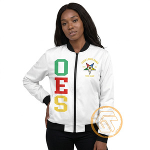 High Quality 100% Silk Satin Eastern <b>Star</b> Embroidered Quilted Waterproof Breathable Varsity <b>Jacket</b> 100% Polyester Filling OES - Product Image 4