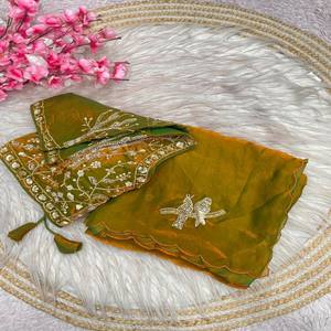 VASTRA COTTAGE Saree de Seda Paithani Premium con Tejido Khadi, Bordado de Jari Dorado, Diseño de Pavo Real Kalamkari y Blusa - Product Image 4