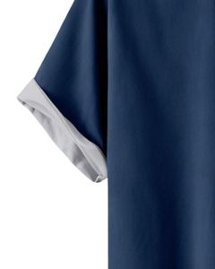 Camisa de Manga Corta con Estampado de Palmeras en Azul Marino y Beige, Estilo Casual para Playa, Verano, para Hombre, Fabricante OEM, Personalizable, al por Mayor - Product Image 6