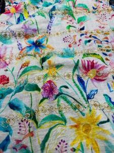 Premium 100% Cotton Twill Woven Brocade Fabric Wrinkle Resistant Eco-Friendly Soft Glossy Digital Floral Print Lightweight - Product Image 4