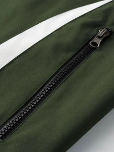 Men's Olive Green <b>Polyester</b> <b>Tracksuit</b> Full Sleeve Stand Collar Zipper Sporty Jogger Set Regular Fit Solid Color Autumn Wear - Product Image 5