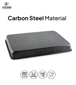 Plaque de cuisson rectangulaire en acier au carbone de qualité supérieure avec revêtement antiadhésif en granit multicouche, compatible four et distribution uniforme de la chaleur - Product Image 4
