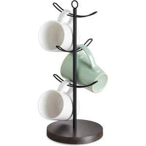 Support de rangement pour tasses à café en métal finition bronze design vintage, 6 crochets, pour comptoir, organiseur de cuisine pour grandes tasses, prix le plus bas - Product Image 2