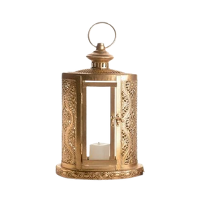 Support de bougie de Noël en aluminium fait main, style lanterne, motif feuille, pour table de salon ou salle à manger - Product Image 5