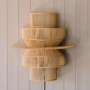 Wall mounted reading <b>light</b> geometric design rattan <b>sconce</b> eco friendly fiber lampshade <b>sconces</b> - Product Image 1