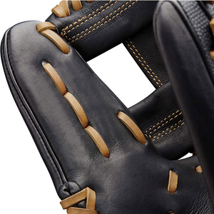 Gant de baseball en cuir noir avec surpiqûres orange, fermeture auto-agrippante, unisexe, pour sports de plein air, respirant, léger, utilisable en toutes saisons - Product Image 3