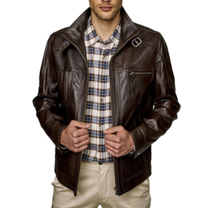 Latest Design High Quality Comfortable <b>Winter</b> <b>Leather</b> <b>Jacket</b> Full Sleeves Solid Pattern Windproof Men's <b>Leather</b> <b>Jacket</b> - Product Image 2