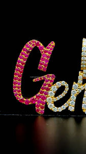 Pendentif personnalisé plaqué or blanc 18 ct Moissanite diamant exquis lettre design bicolore diamant de couleur femmes hommes pendentifs fins - Product Image 5