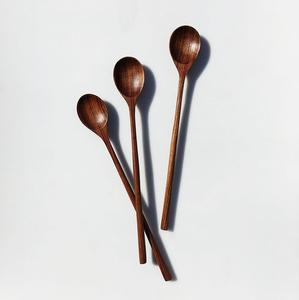 Cuillère à soupe et à riz en bois de teck écologique, faite à la main, cadeau d'affaires vintage, petite louche à thé et café à long manche, qualité alimentaire - Product Image 1