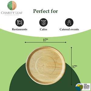 Vassoio Rotondo in Foglia di Palma Naturale da 17 Pollici, Elegante Stoviglie e Decorazione per Tavola - Product Image 6