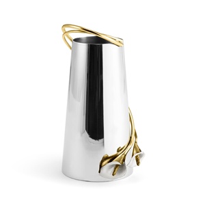 Jarrón de lujo Saleem International 2026 con diseño de granada, color plateado, de metal, con hoja de ginkgo marrón dorado - Product Image 6