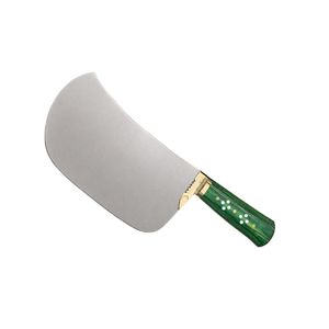 Couteau à viande robuste PK-MS, lame courbée argentée, manche en bois vert, embout doré, couteau de boucher professionnel - Product Image 1