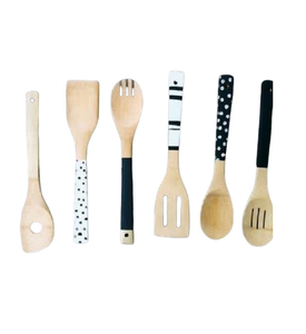 Cuillère et fourchette en bois imprimées à l'émail, articles de table de qualité supérieure à bas prix, cuillère et fourchette à salade en bois - Product Image 3