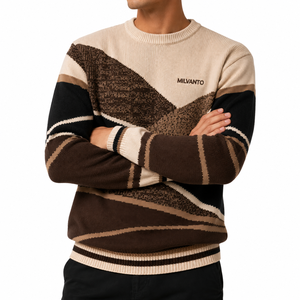 Pull en tricot jacquard pour homme avec logo personnalisé |   Pull à col rond à manches longues pour l'hiver |   Pull en coton tricoté très vendu - Product Image 5