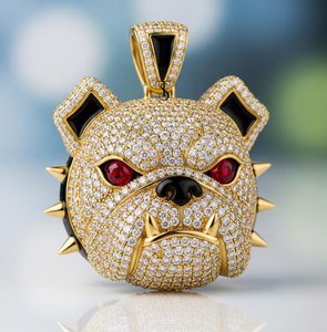 Pendentif diable de dessin animé plaqué or rose avec micro-pavé de moissanite rouge, bijou à thème mignon, cadeau - Product Image 3