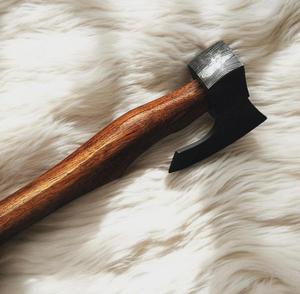 STEEL CRAFT INTERNATIONAL Hand-Forged Damascus Steel Mini <b>Axe</b> 12" RoseWood <b>Handle</b> DIY Grade ODM 1 Year - Product Image 4