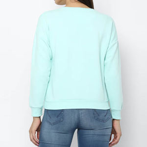 Women Light <b>Blue</b> Embroidered Floral Crew Neck Sweatshirt <b>Long</b> <b>Sleeve</b> Casual Knitted <b>Top</b> Spring Wear - Product Image 3