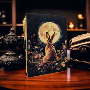 Carnet en cuir personnalisé avec motif lapin et fleur, journal en cuir, carnet en cuir - Product Image 2