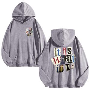 Sudaderas con Capucha Estilo Acid Wash para Hombre, 100% Algodón, Diseño Gráfico Vintage, Estilo Urbano Holgado, Sudadera con Capucha, Hip-Hop, Gótico, Unisex - Product Image 1