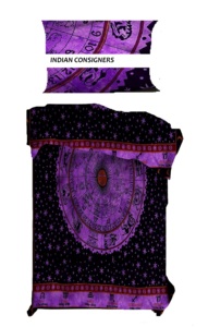 Zodiac Sun Sign 100% Cotton Duvet Cover Twin Size Modern Reversible All-Season for Home Use By Indian Consigners - Product Image 6