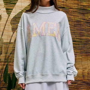 เสื้อสเวตเชิ้ตคอเต่าตัวใหญ่พิมพ์ลายจุด Pray แบบ unisex สวมใส่สบายๆ สำหรับฤดูใบไม้ร่วง ผ้าฝ้าย 100% 2 ชิ้น - Product Image 4