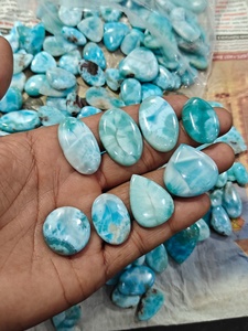 Cabochons en Larimar Naturel Poli Bleu Blanc Ovale Goutte d'Eau en Gros Pierres Libres pour la Fabrication de Bijoux - Product Image 1