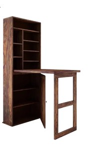 Indian Solid wood Convertible Desk Bookcase Tall Wooden <b>Storage</b> Cabinet Foldable <b>Computer</b> Table Home Office - Product Image 6